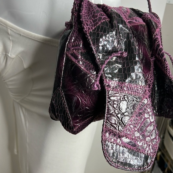 Carlos Falchi for Target Butterfly Purple Grape Python Embossed Crossbody Bag - Picture 8 of 10